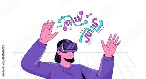 Experiencing virtual reality: Immersive technology connecting user to abstract digital world