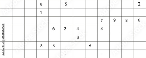 Vector design of sudoku puzzle game with answer. Medium level 9 × 9 grid sudoku logic game.