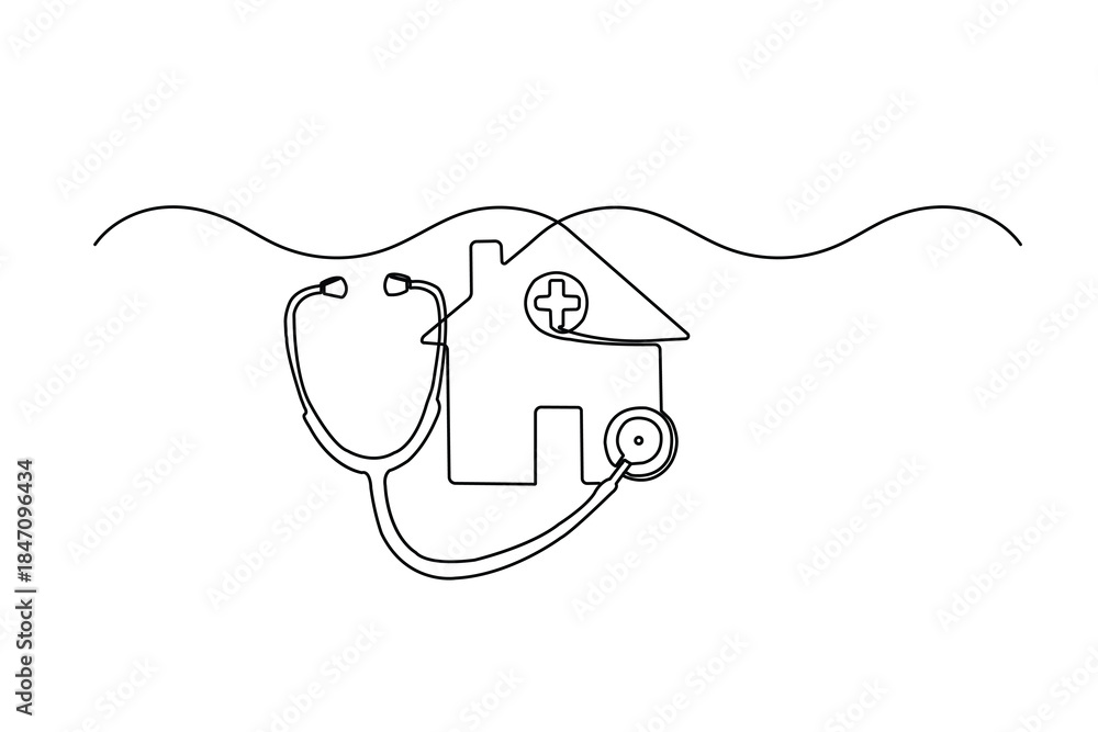 Obraz premium Concept of primary care and home health services in minimalist art.