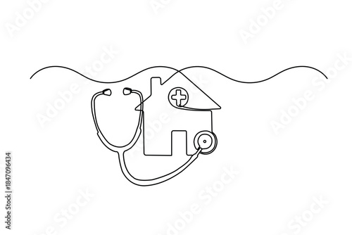 Concept of primary care and home health services in minimalist art.