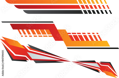 Sport racing stripes car stickers racing decals tuning race car stickers isolated set