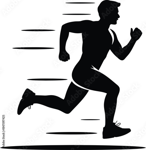 running man silhouette illustration representing fitness speed endurance training and active lifestyle concept in dynamic black vector style