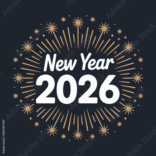Festive new year 2026 greeting with firework burst design