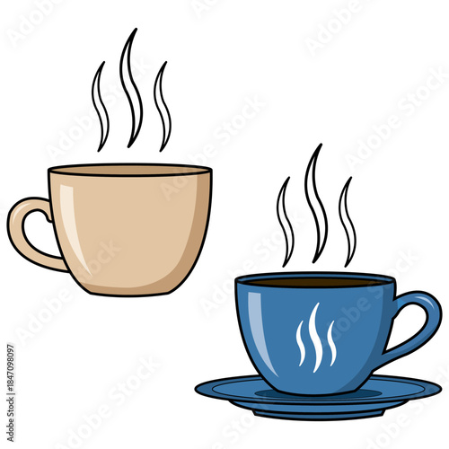 Steaming Brew A close-up view of two cups of hot coffee, exuding warmth and inviting aromas. The steam rising, hinting at the delightful experience to come.