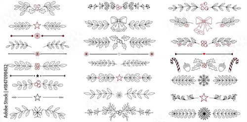 Elegant Christmas Decorations A collection of meticulously crafted, festive decorations in a clean, uncluttered presentation, embodying the holiday spirit with delicate lines and ornaments.