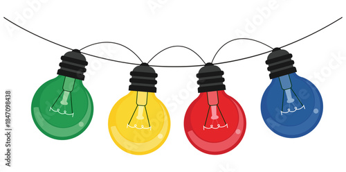 Illuminating Display of Lights A vibrant strand of colorful lights dances in a cheerful arrangement, casting a warm glow and bringing a touch of festive spirit to any occasion.