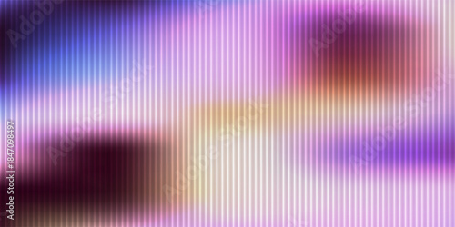 Abstract fractal ripple glass distortion effect background. Ribbed glass texture with vibrant gradients smooth fluted vertical lines. Reeded Bold dynamic design blending futuristic tones.