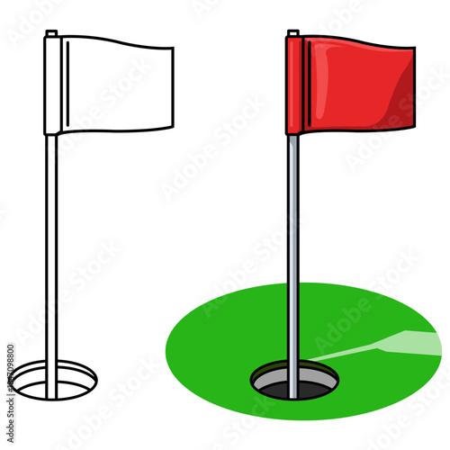 Golf Course Flags Depicts the flags marking the hole on a golf course. A classic, minimalist view, perfect for representing golf themes. 