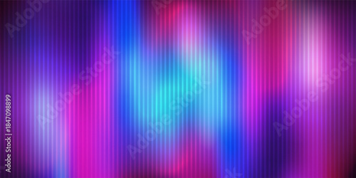 Ripple glass distortion background. Abstract fractal effect ribbed glass texture with vibrant gradients smooth fluted vertical lines. Reeded Bold dynamic design blending futuristic tones vector bg.