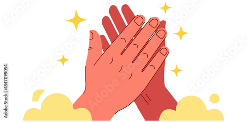 Enthusiastic Applause An illustration of two hands coming together in a clap, with the star, evoking a sense of excitement and celebration.