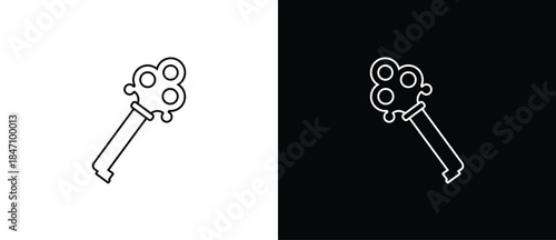 Key shaped icons. Key icons. Classic and modern keys. Vector illustration of a key with a transparent and black background. Editable stroke.