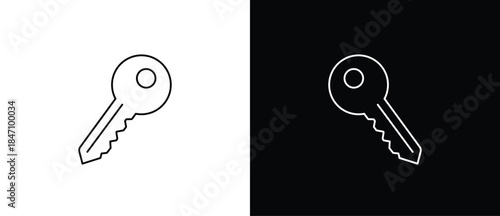 Key-shaped icons. Key icons. Classic and modern keys. Vector illustration of a key with a transparent and black background. Editable stroke.