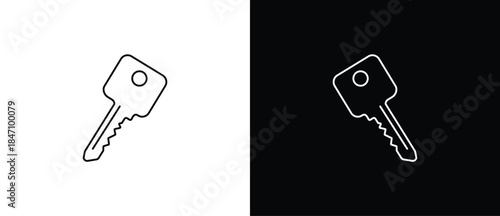 Key-shaped icons. Key icons. Classic and modern keys. Vector illustration of a key with a transparent and black background. Editable stroke.