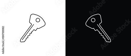 Key-shaped icons. Key icons. Classic and modern keys. Vector illustration of a key with a transparent and black background. Editable stroke.