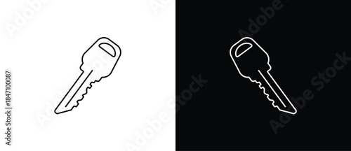 Key-shaped icons. Key icons. Classic and modern keys. Vector illustration of a key with a transparent and black background. Editable stroke.