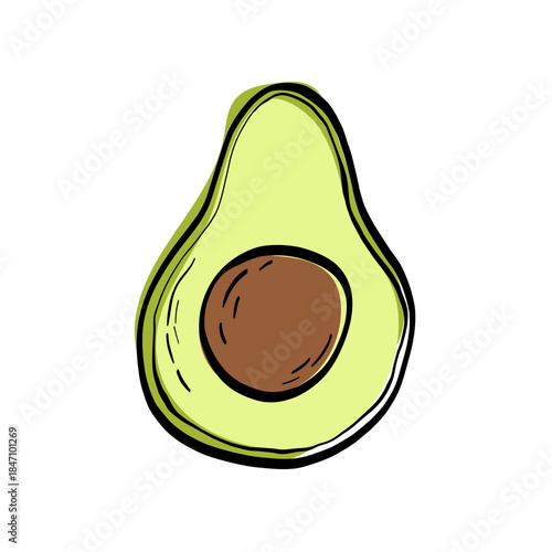 Avocado with soft vintage tone and simple linear contours. Perfect for keto product labels, vegan food branding, healthy recipe layouts, fresh food promotions, nutritious ingredient visuals