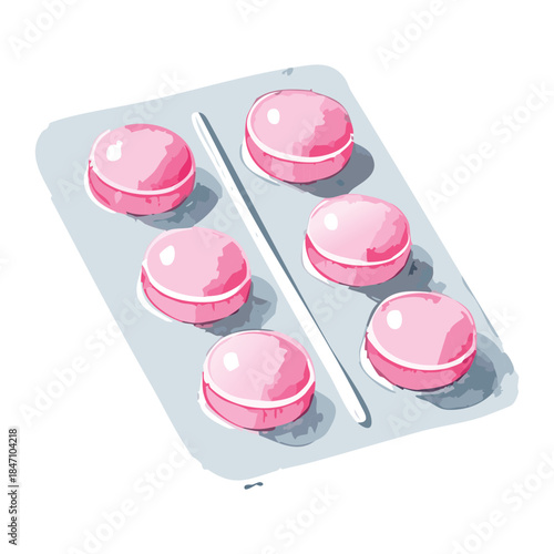 Pink Tablets Blister Packaging For Healthcare Therapy Medicine Distribution And Professional Hospital Health Patient Recovery Services