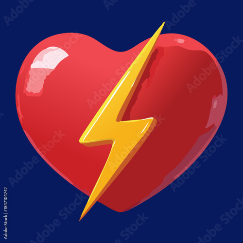 Cardiology Heart Icon With Power Bolt For Health Resuscitation And Emergency Medicine Treatment In Cardiac Care