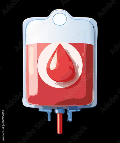 Human Blood Donation Bag Symbol For Life Saving Medicine And Health Emergency Transfusion In Clinical Hospital