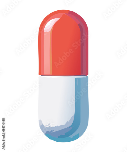Red and white medical capsule pill for pharmaceutical drug treatment and healthcare medication prescription