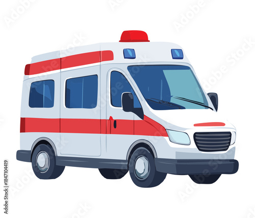 Emergency ambulance van vehicle for hospital paramedics and urgent medical rescue transport services graphic
