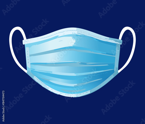 Protective blue surgical face mask for virus prevention and respiratory health safety in public and medical areas