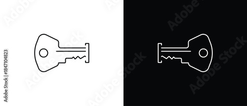 Key in a lock icon. Key icon set. Classic and modern keys. Vector illustration of a key with a transparent and black background. Editable border.