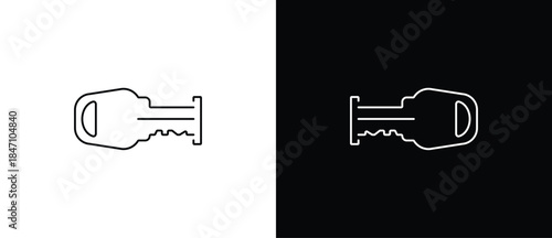 Key in a lock icon. Key icon set. Classic and modern keys. Vector illustration of a key with a transparent and black background. Editable border.