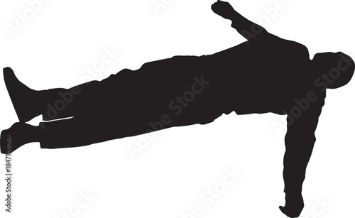 vector, silhouette of a  man lying on the floor face up relaxed on white background