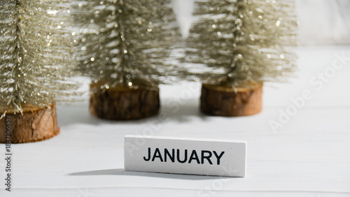 Decorative Christmas trees on a gray background. Concept of winter and winter holidays Christmas and New Year