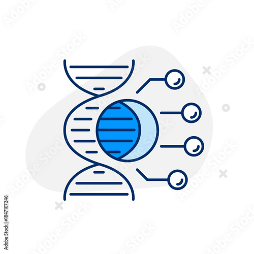 Digital Genome Mapping Icon: Vector Line Graphic for Biotechnology and Genetic Data Concepts. Digital genome mapping icon, DNA analysis, bioinformatics, and medical innovation.