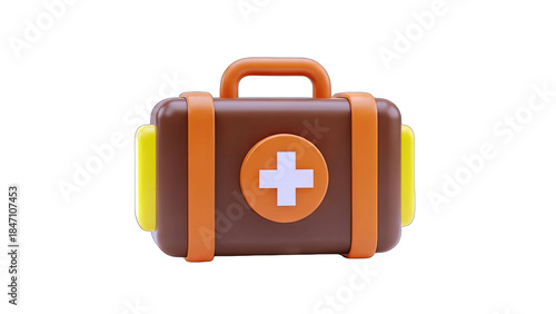 3D First Aid Kit Isolated on White Background