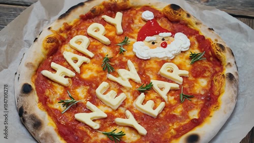 Festive Pizza With New Year Message