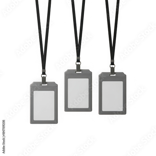 Three id card holders isolated on transparent background