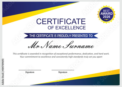 Achievement Certificate . Certificate of Best Performance