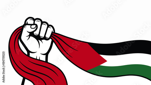 Palestinian Flag Clenched Fist, Bold Minimalist Political & Solidarity Illustration, palestinian flag fist, clenched fist illustration, palestine solidarity art, political vector design, png palestine