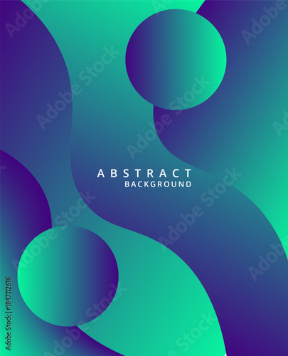 Vibrant abstract background design featuring dynamic flowing shapes and contrasting circular elements with a modern gradient color scheme