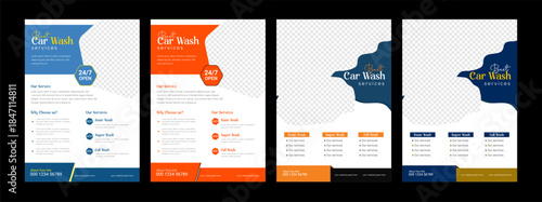 Car Wash Flyer, Car Cleaning Service Poster, a4 car wash service flyer, automobile wash service leaflet design, Car Wash Flyer Poster Layout bundle editable template 