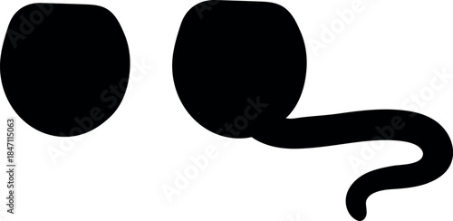 Silhouette of a plant seed and a sprouted plant seed with a root