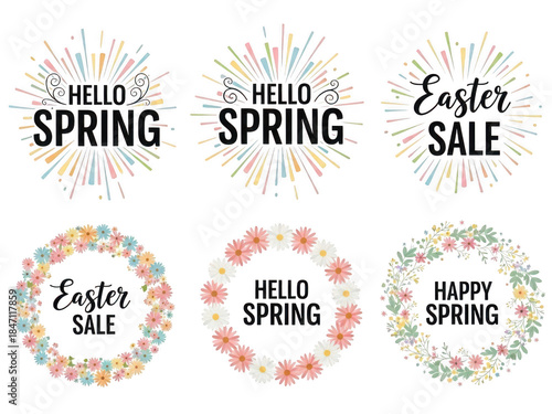 Beautiful spring and easter sale banner templates with floral designs