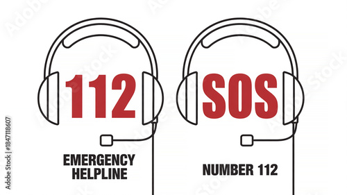 A conceptual illustration highlighting the emergency helpline number 112 and sos service
