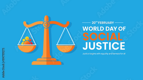 World Day of Social Justice equality and fairness symbol illustration