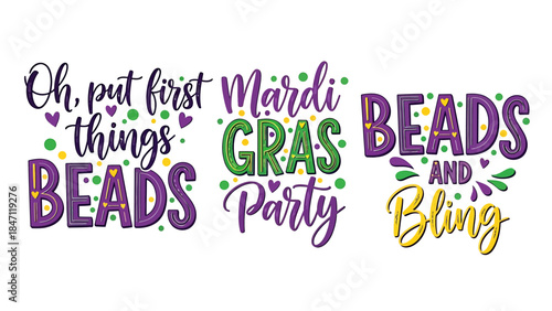 Mardi Gras Party Beads and Bling SVG Design Elements