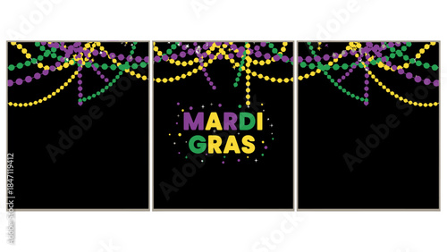 Vibrant Mardi Gras Celebration with Colorful Beads Design