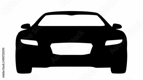 Front view red supercar silhouette with wide stance, powerful and sleek automotive design