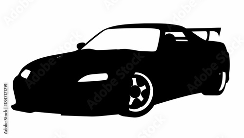 Aggressive red sports car silhouette in motion, dynamic drift effect, automotive racing concept