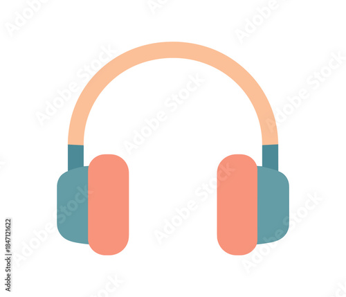Colorful flat style headphones on white background
