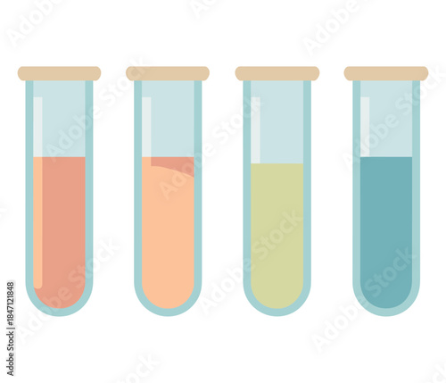 Colorful flat style test tubes with liquids in laboratory setting