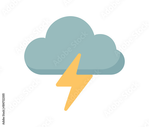Simple cloud with lightning bolt icon for weather apps and forecasts