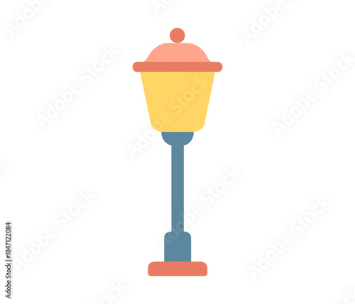 Minimalist flat design street lamp on white background